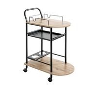 HAKU Chariot de Cuisine chêne Clair, Noir, MDF, Métal - Dim.: L 65 x H 83 x P 35 cm, Style: Moderne