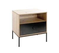 HAKU Console chêne Clair, Noir, MDF, Métal - Dim.: L 55 x H 60 x P 42 cm, Style: Moderne
