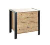 HAKU Console chêne Clair, Noir, MDF, Métal - Dim.: L 60 x H 60 x P 42 cm, Style: Moderne