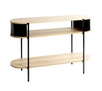 HAKU Console rectangulaire 3 Niveaux décor MDF chêne Brun Clair, Structure métallique Noire, Table Console, Meuble d'entrée, Table Murale, L 110 x H 76 x P 39 cm
