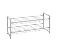 HAKU Étagère à chaussures en tube d'acier couleur aluminium 2 étagères empilable L80×H38×P30 cm