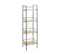 HAKU Étagère chêne Clair, Noir, MDF, Métal - Dim.: L 34 x H 130 x P 27 cm, Style: Moderne