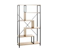 HAKU Étagère chêne Clair, Noir, MDF, Métal - Dim.: L 84 x H 163 x P 35 cm, Style: Moderne