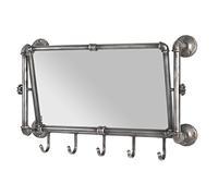 HAKU garderobe Murale Anthracite, métal, Miroir - Dim.: L 75 cm x H 45 cm x P 16 cm, Style: Industrial