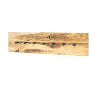 HAKU garderobe Murale chêne huilé, Noir, Bois Massif, métal - Dim.: L 80 cm x H 20 cm x P 6 cm, Style: Modern