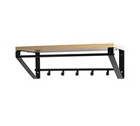 HAKU garderobe murale chêne, noir, MDF, métal - Dim.: L 70 cm x H 23 cm x P 30 cm, Style: Modern
