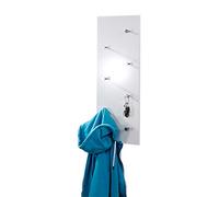 HAKU garderobe Murale chromé, Blanc, MDF, métal - Dim.: L 80 cm x H 30 cm x P 6 cm, Style: Modern