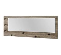 HAKU garderobe Murale chromé, chêne Truffe, MDF, métal, Miroir - Dim.: L 80 cm x H 30 cm x P 6 cm, Style: Modern