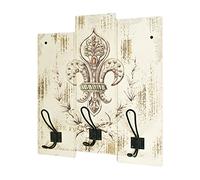 HAKU garderobe Murale Motif, Vintage, Bois Massif, métal - Dim.: L 38 cm x H 42 cm x P 9 cm, Style: Industrial