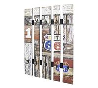 HAKU garderobe Murale Motif, Vintage, MDF, métal - Dim.: L 65 cm x H 100 cm x P 9 cm, Style: Industrial