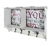 HAKU garderobe Murale Motif, Vintage, MDF, métal - Dim.: L 65 cm x H 40 cm x P 15 cm, Style: Industrial