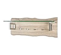 HAKU garderobe Murale Optique INOX, chêne Clair, MDF, métal - Dim.: L 75 cm x H 29 cm x P 22 cm, Style: Modern