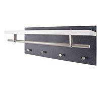 HAKU garderobe Murale Optique INOX, Optique Granit, Blanc, MDF, métal - Dim.: L 75 cm x H 30 cm x P 26 cm, Style: Modern
