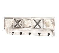 HAKU garderobe Murale Vintage, Bois Massif, métal - Dim.: L 65 cm x H 25 cm x P 15 cm, Style: Industrial
