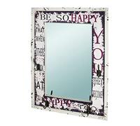 HAKU garderobe Murale Vintage, MDF, métal, Miroir - Dim.: L 55 cm x H 75 cm x P 8 cm, Style: Industrial