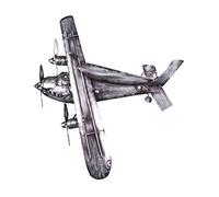 HAKU Patère murale Avion – vintage métal L55×H54×P9 cm – Gris