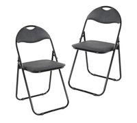 HAKU Lot de 2 chaises Pliantes rembourrées, Confortables, Noires, Dossier et Assise rembourrés, revêtement en PVC, Structure en Acier - Dimensions : L 44 x H 80 x P 47 cm, Style : Moderne