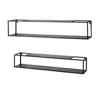 HAKU Lot de 2 étagères murales Noir, métal - Dim.: L 75/85 cm x H 14/17 cm x P 14/17 cm, Style: Modern