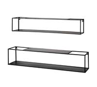 HAKU Lot de 2 étagères murales Noir, métal - Dim.: L 85/95 cm x H 17/20 cm x P 17/20 cm, Style: Modern