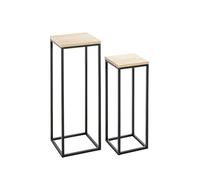 HAKU Lot de 2 Porte Plantes chêne Naturel, Noir, MDF, Métal - Dim.: L 19/23 x H 54/67 x P 19/23 cm, Style: Moderne