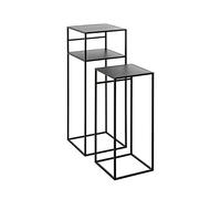 HAKU Lot de 2 tables d'appoint Mino métal noir style moderne L26/30xH63/85xP26/30 cm