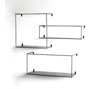 HAKU Möbel Lot de 3 étagères murales Noir, métal - Dim.: L 40/50/55 cm x H 40/15/25 cm x P 18/16/20 cm, Style: Modern