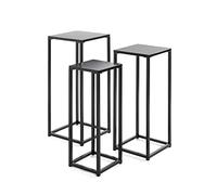 HAKU Lot de 3 Porte Plantes Noir, Métal - Dim.: L 22/30/30 x H 61/66/71 x P 22/26/30 cm, Style: Modern