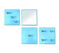 HAKU Lot de 4 patères métal & miroir Bleu L15 x H15 x P6 cm Style moderne