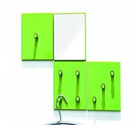 HAKU – Lot de 4 patères murales vert en métal avec miroir 15 x 15 x 6 cm – Style moderne