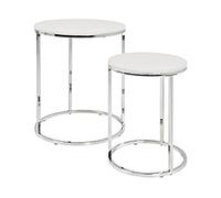 Lot de 2 Tables d'Appoint Zélie 40cm Blanc