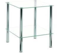 HAKU Table d'appoint carrée métal chromé plateau verre trempé L39×H47×P39 cm Style moderne