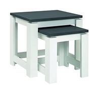 HAKU Möbel Set De 2 Tables D'Appoint, MDF, Aspect Granit Blanc, L 33 X P 30 X H 35 cm/L 46 X P 35 X H 43 cm