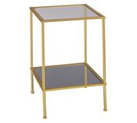HAKU Table d'appoint Alizée – métal doré, verre trempé 5 mm, miroir 4 mm, L39×H55×P39 cm