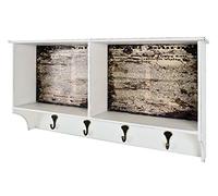 HAKU Patère murale avec tablette porte-manteau barre à crochets murale avec motif de style vintage en MDF aspect vintage et métal laqué noir, Dimensions: L 76 cm x H 40 cm x P 15 cm