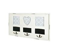 Paris Prix Patère murale HAKU – Bois massif, MDF, blanc antique, 49×26×3 cm, style industriel