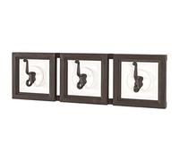 HAKU Patère murale 58×18×9 cm – Bois massif & métal – Marron/Blanc – Style industriel