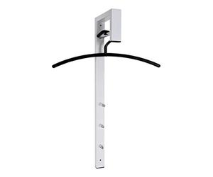 HAKU Patère murale métal panneau de vestiaire mural barre à patères en tube d'acier laqué blanc, avec tringle à vêtements en chrome, Dimensions: L 4 cm x H 70 cm x P 20 cm, Style: moderne