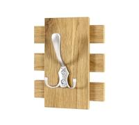 HAKU patère Murale Optique INOX, chêne, Finition Bois véritable, MDF, métal - Dim.: L 16 cm x H 20 cm x P 11 cm, Style: Industrial