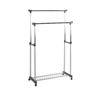 HAKU Portant alu, chromé, Gris, Plastique, métal - Dim.: L 95 cm x H 95-170 cm x P 43 cm, Style: Modern