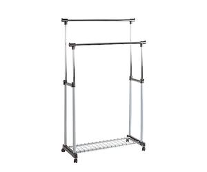 HAKU Portant alu, chromé, Gris, Plastique, métal - Dim.: L 95 cm x H 95-170 cm x P 43 cm, Style: Modern