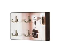 HAKU Porte-clés, tableau à clés, organiseur de clés, rangement à clés aspect inox, motif MDF et métal - Dimensions: L 30 x H 21 x P 5 cm Style: Moderne