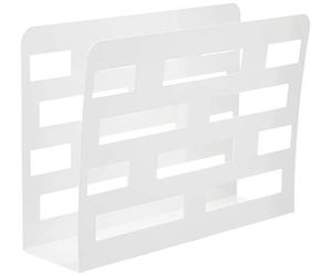 HAKU Porte-journaux, panier à magazines, porte-journaux blanc, métal, perforations rectangulaires - Dimensions : L 35 x H 26 x P 10 cm, Style : Moderne