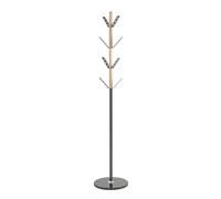 HAKU Porte-manteau sur pied, anthracite, naturel, marbre, bois massif, métal - Dimensions : H 179 x Ø 37 cm, Style : moderne