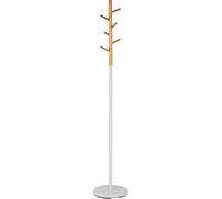 HAKU Portemanteau naturel, blanc, bois massif, portemanteau en métal - Dimensions : H 175 x Ø 30 cm, style : traditionnel