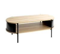 HAKU Table Basse chêne Naturel, Noir, Métal, Panneaux de Particules alvéolaires - Dim.: L 100 x H 37 x P 54 cm, Style: Moderne