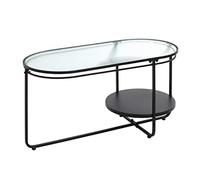 HAKU Table Basse Noir, métal, Verre trempé - Dim.: L 90 cm x H 49 cm x P 42 cm, Style: Modern