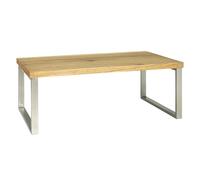 HAKU Table Basse Optique INOX, chêne, Finition Bois véritable, MDF, métal, Plateau nid d'abeille - Dim.: L 100 cm x H 38 cm x P 60 cm, Style: Modern