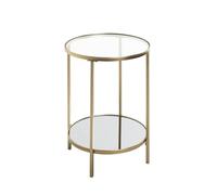 HAKU Table Basse Ronde avec Plateau en Verre, métal doré, Verre trempé 5 mm, Miroir 5 mm - Dimensions : H 55 x Ø 39 cm Style : Art déco