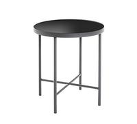 HAKU Table Basse Ronde avec Plateau en Verre, métal Noir Anthracite, Verre trempé 5 mm - Dimensions : H 47 x Ø 40 cm Style : Moderne