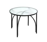 HAKU Table Basse Ronde avec Plateau en Verre Noir, métal et Verre trempé de 5 mm - Dimensions : H 40 x Ø 50 cm Style : Moderne